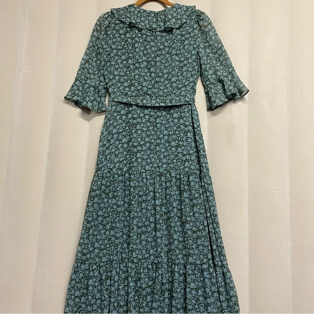 Gal Meets Glam Women’s Roberta Dress Size 2 Ruffled Maxi Cottagecore Prairie